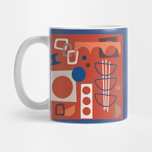 Mid Century Outline - red background Mug